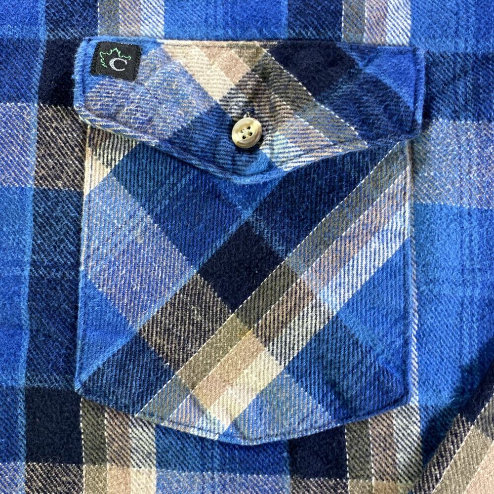 Vintage Codet Shirt Mens Large Tall Gray Blue Flannel Plaid Made in USA Workwear - Picture 4 of 9